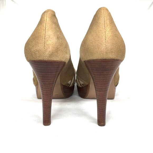 Jessica Simpson Bronze Suede & Wood Pump NWOT - Picture 2 of 8